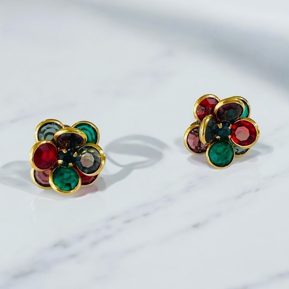 Vintage Vonelle Multi-Color
Crystal Push Back Earrings, ca.
1980s